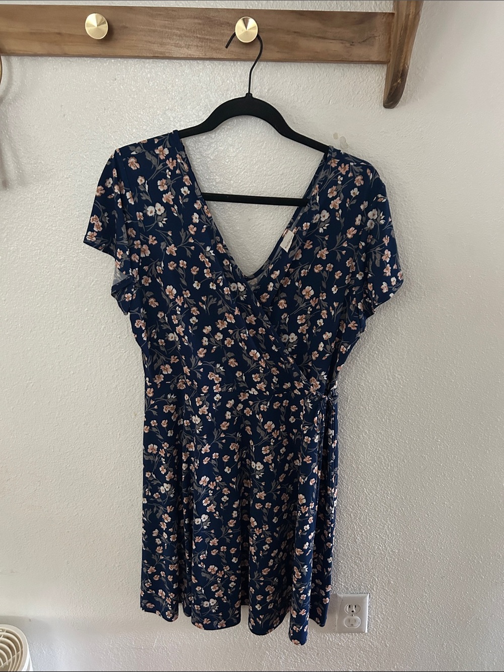 Kaileigh Navy Floral Wrap-Style Mini Dress